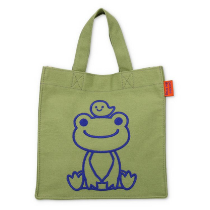 Pickles Frog泡菜蛙｜Mini Tote Bag Bottom Gusset Green always smile绿色精致刺绣迷你托特包/手提包/正反都可爱｜约H24×W24×D12cm