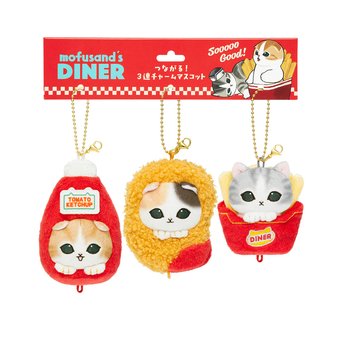 Mofusand|Diner Connectable! Triple Charm Mascot Holder /Plush Keychain