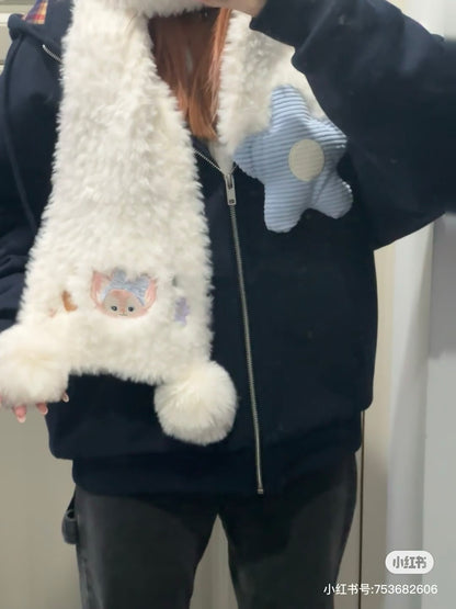 Disney SH｜超暖和懒懒Linabell玲娜贝儿刺绣头像围巾