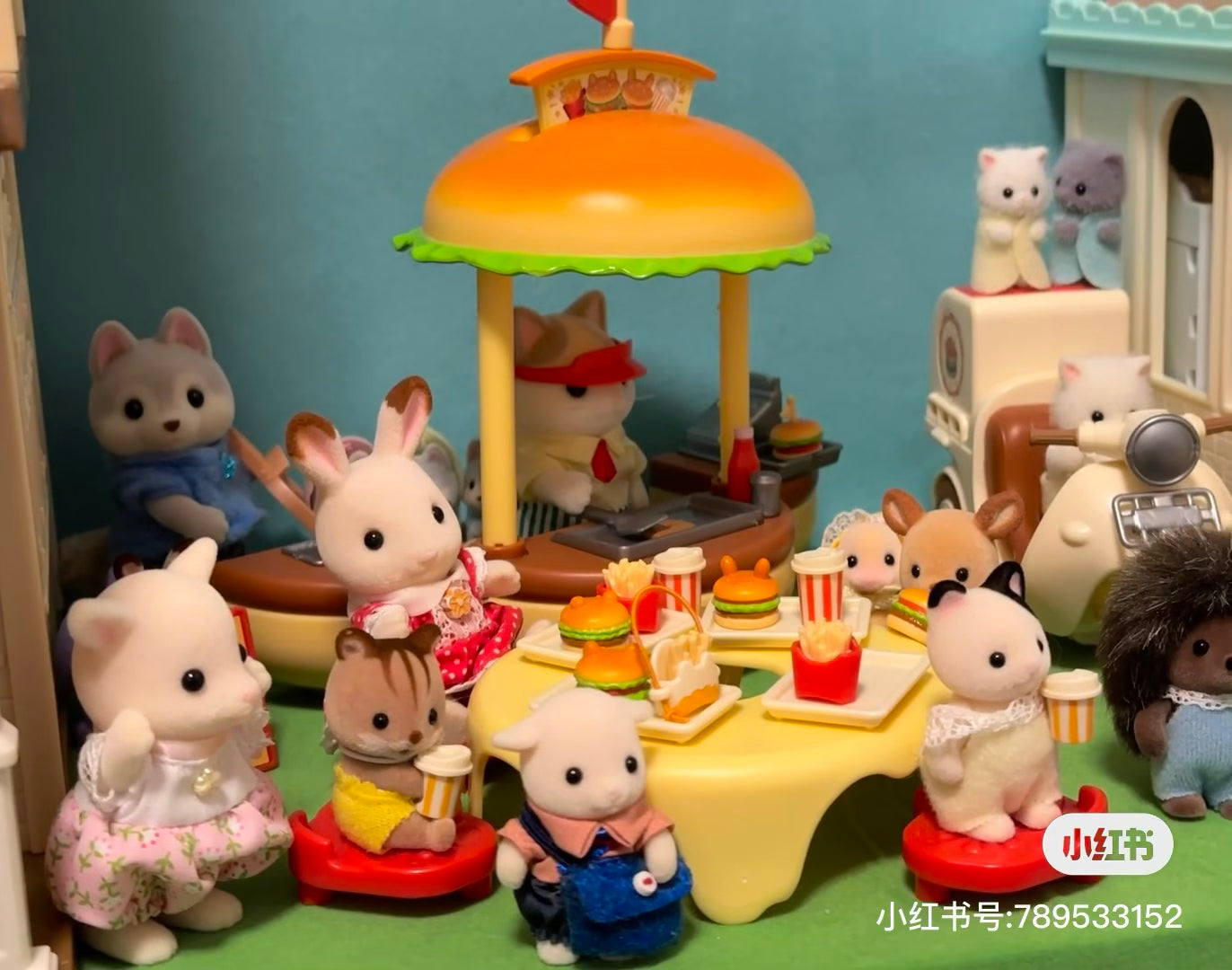 SylvanianFamilies森贝儿家族｜Hamburger Stand拿铁猫汉堡外卖车套组/玩具/过家家5757