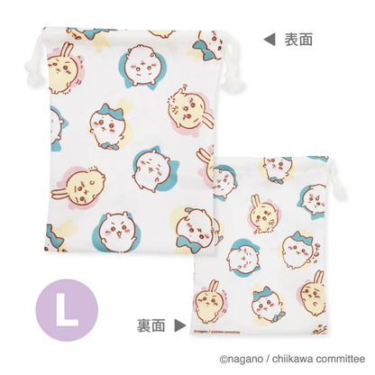 Chiikawa 吉伊卡哇｜三连巾着/正反图案都可爱/束口袋/收纳袋｜小：約H150×W120mm 中：約H190×W150mm 大：約H230×W180mm