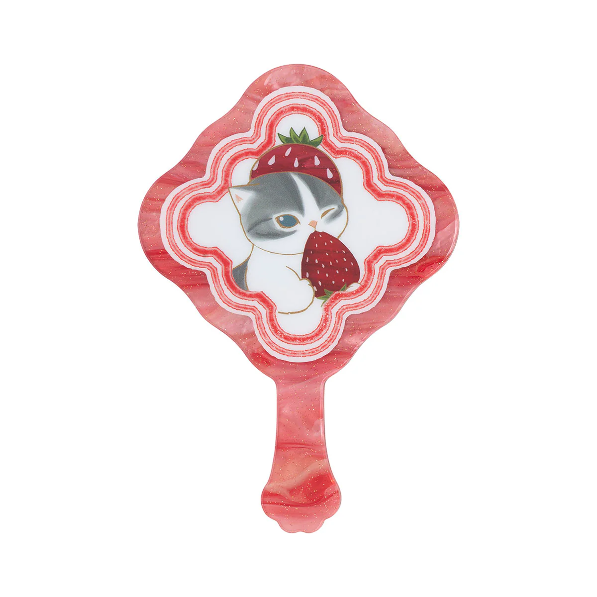 Mofusand｜Merci Strawberry Acrylic Mini Hand Mirror｜H110 x W65 x D5mm approx.
