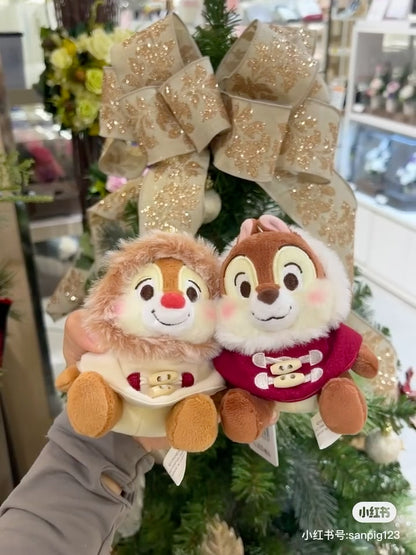 Disney迪士尼｜Winter Jacket Doll东迪冬日限定大衣斗篷奇奇和蒂蒂冬装坐姿钥匙扣挂件/可脱帽｜约高さ17×幅15×奥行き12(cm)