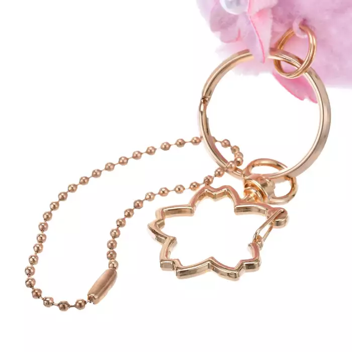 Disney迪士尼｜Cherry Blossom Sakura 2025Collection Stitch &amp; Scrump Plush Keychain东迪2025年限定樱花粉史迪仔抱小金毛绒玩偶钥匙扣挂件/包挂/樱花造型钥匙圈｜约高さ13.5×幅12×奥行き9(cm)