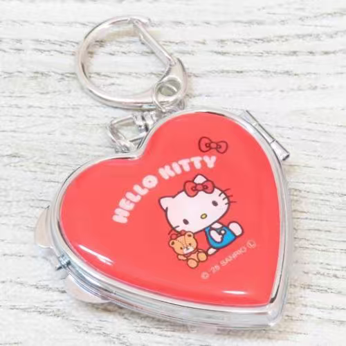 Sanrio｜Hello KittyHeart-shaped mirror keychain/keyring｜ 50x95x8mm approx.
