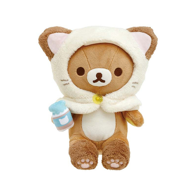 Rilakkuma轻松熊｜泡汤/泡温泉系列猫耳朵小坎肩玩偶/公仔/小肉爪｜约210 x 170 x 110 mm