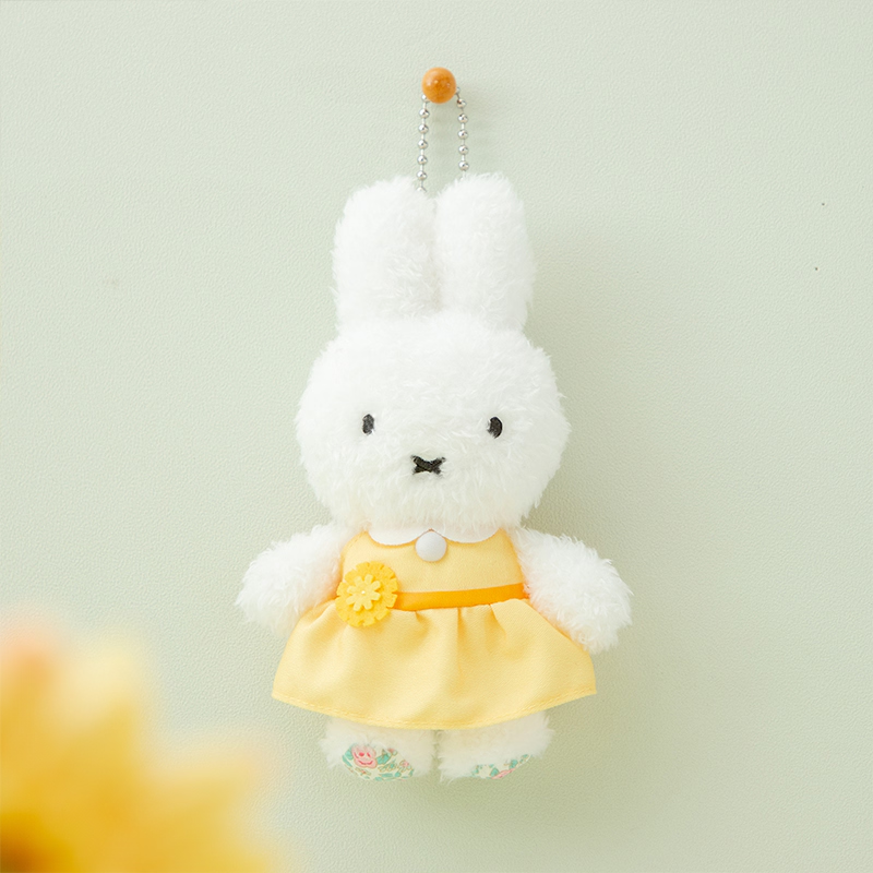 Miffy｜Flower Dress Fluffy Mascot Holder /Plush Keychain｜W110 x H160 mm approx.