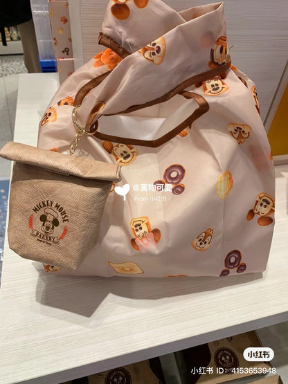 Disney迪士尼｜Mickey’s Bakery米奇烘焙系列可折叠购物袋钥匙扣挂件/复古牛皮纸袋｜购物袋約縦29×横29×厚み0.5(cm)