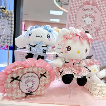 Sanrio三丽鸥｜ Dream Ribbon Pouch梦幻蕾丝蝴蝶结千鸟格女仆地雷系化妆包/收纳包/零钱包｜约 16.5×6×11.5cm