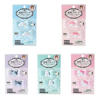 Sanrio｜Quilt Ribbon Hair Bangs Clip 2pcs Set｜6×1×2.5cm approx.