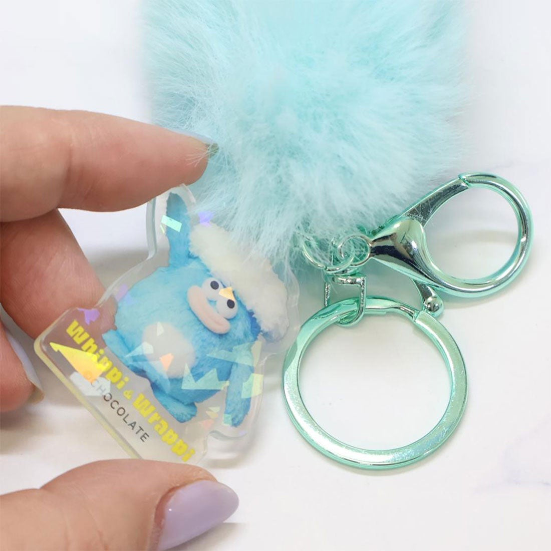 Whippi &amp; Rappi｜Heart-Shaped Fur Mascot Holder /Plush Keychain｜H80 x W100 x D50mm approx.