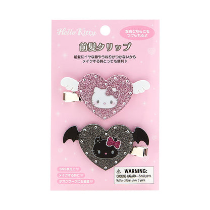 Hello kitty凯蒂猫｜Sanrio Hello Kitty Bangs Clip/ Angel and Little Devil天使恶魔发夹一对｜约13.9 x 8.9 x 1.9cm