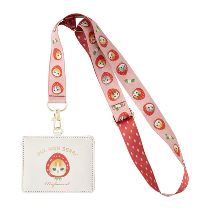 Mofusand｜Merci Strawberry Neck Strap &amp; Card Holder Set｜H82 x W105mm approx.