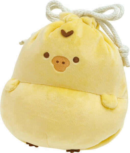 Rilakkuma轻松熊｜肥美大肚腩系列巾着/束口袋/圆滚滚的肚肚像慢回弹手感可捏捏｜約190×170×70mm