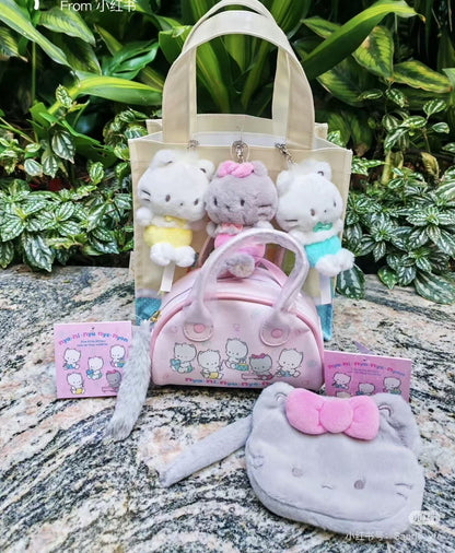 Sanrio｜Mini Boston Pouch Cat Club Noraneko Land｜17.5 x 17.0 x 7.0cm approx.