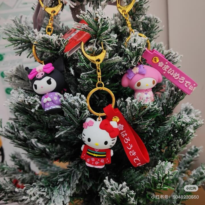 Sanrio三丽鸥｜Keycharm Kimono和服系列超有质感硅胶可爱角色钥匙扣挂件/包挂｜约3.7 x 7.2 x 7.5cm