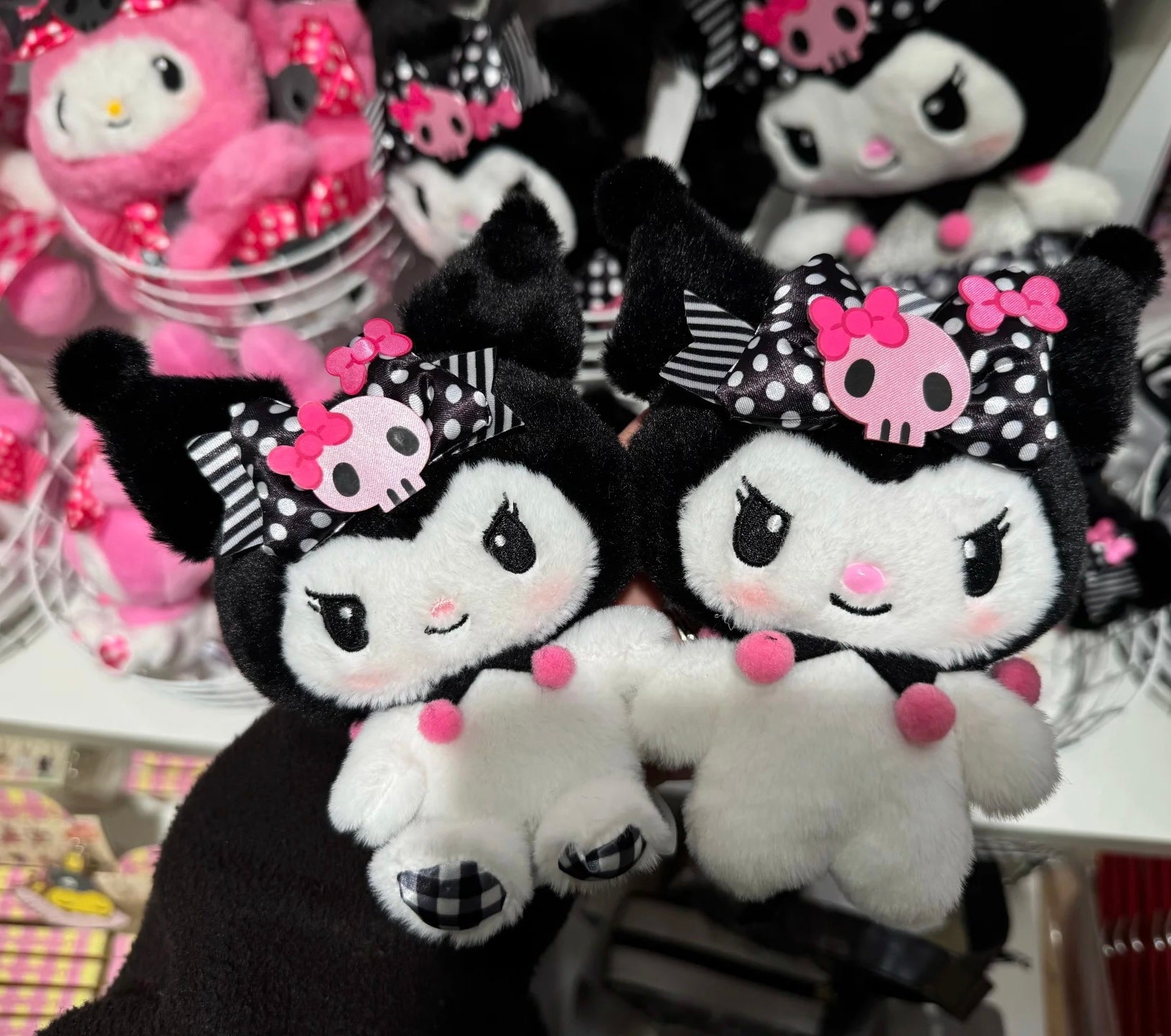 Sanrio｜Pink Black Party Mascot Holder /Plush Keychain Pouch｜H17 x W15 x D5.5cm approx.