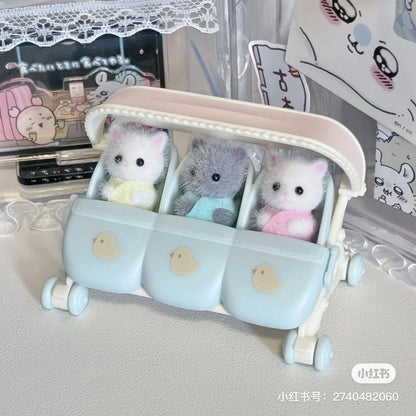 SylvanianFamilies森贝儿家族｜Triplets Stroller三胞胎小鼻嘎婴儿推车/玩具/过家家/不含公仔5533
