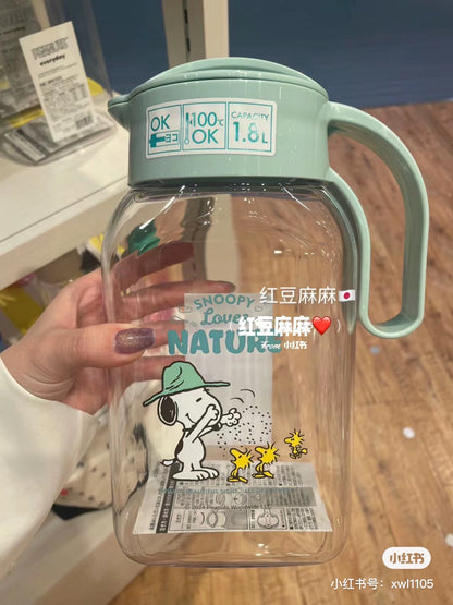 Snoopy｜高颜值透明树脂大容量家用密封水壶｜容量约1800ml