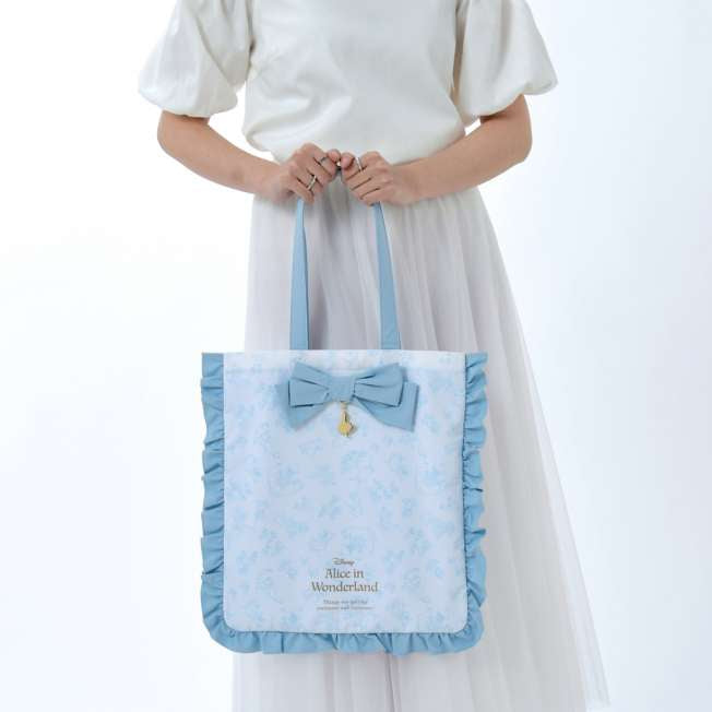 Disney｜爱丽丝梦游仙境Alice Sweet Garden甜蜜花园茶会特辑超美水色公主吊坠花边大蝴蝶结托特包/单肩包/颜色超美｜約 縦38×横34×厚み1(cm)