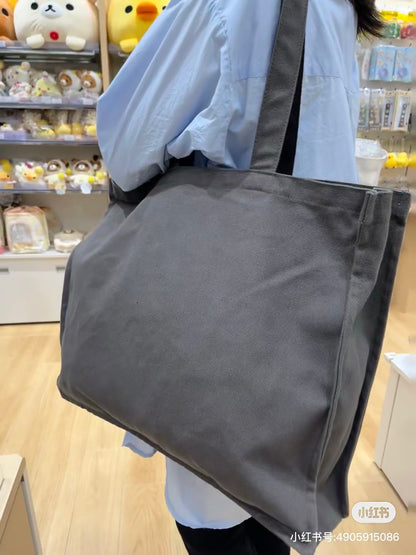 Rilakkuma轻松熊｜San-X Tote Bag - Rilakkuma / Basic Rilakkuma Favorite Things 最喜欢的东西系列毛绒熊头托特包/单肩包｜约400×450×120mm
