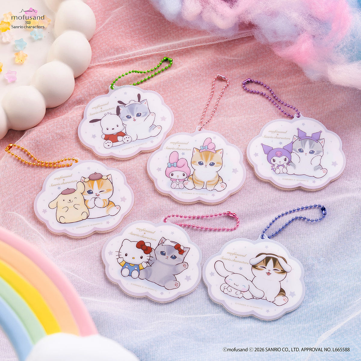 Mofusand｜ Sanrio Characters Trading Acrylic Mini Mirror Keychain mystery bag/blind box/All 6 types｜1pc