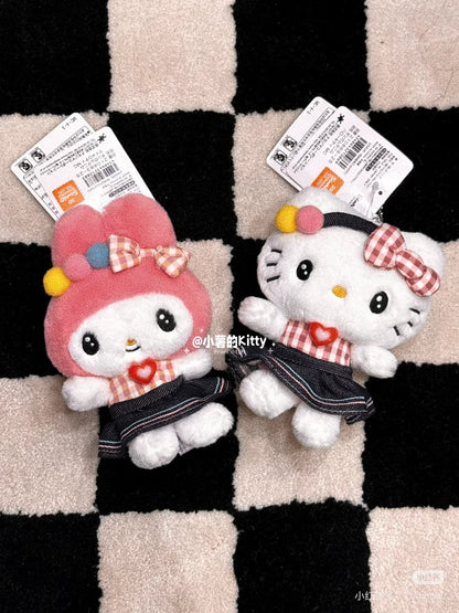 Sanrio｜Gingham Denim Mascot Holder /Plush Keychain｜14×10.5×7.5cm approx.