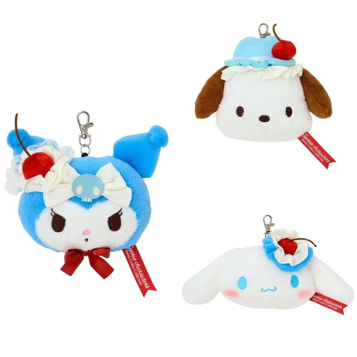 Sanrio｜Sweet Cakes Sky Blue Cherry Collection Face-Shaped Pass Case｜17×6×13.5cm approx.