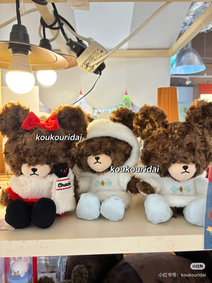 The bear’s school上学熊｜Fluffy Hood S Plush Toy冬日围巾大衣毛茸茸玩偶/公仔｜约H19 x W16 x D10cm