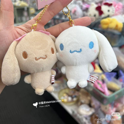 Sanrio三丽鸥｜ niko nui Cinnamoroll &amp; Moca Plush Mascot Keychain磁吸贴贴毛绒玩偶钥匙挂件/包挂/1对｜约 14.5 x 9.5 x 6 cm