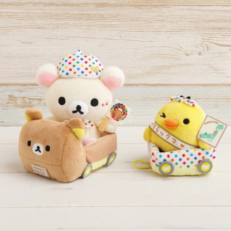 Rilakkuma轻松熊｜20周年限定Korilakkuma小白熊+Kiiroitori鼻孔鸡+Rilakkuma轻松熊选举合奏巡游车毛绒玩偶套组摆件/公仔