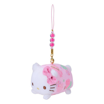Sanrio三丽鸥｜Mascot Strap Nagomi日式粉彩碎花毛绒圆滚滚玩偶挂件/包挂｜约5.5×7.5×5.5cm
