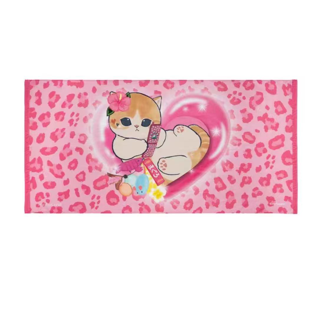 Mofusand｜Gyaru Girl Nyan Leopard Pink Bath Towel｜603×1203mm approx.