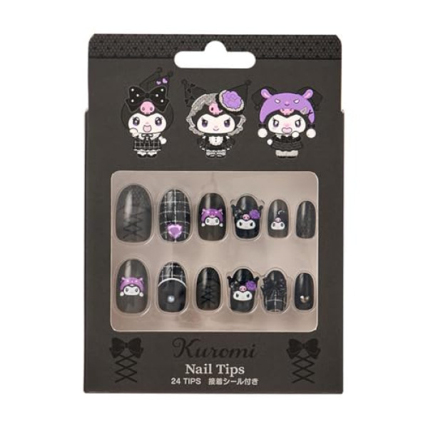 Sanrio｜Monochrome Fashion Series All Black Kuromi Mode Nail Tips