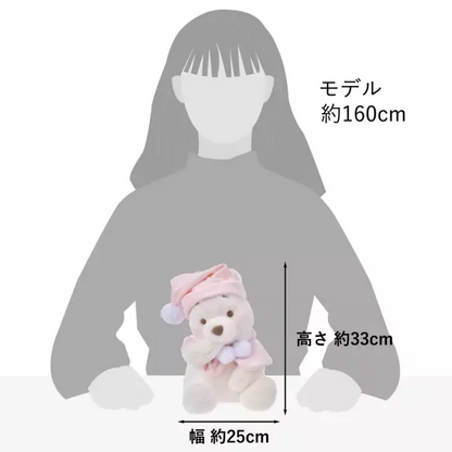 Disney迪士尼｜Plush Toy (M) - Pooh / White Pooh Fruit Latte Color Cape Pink东迪冬日限定水果拿铁色睡衣睡帽斗篷系列噗噗维尼软乎乎坐姿毛绒玩偶/公仔/M号｜约33×25×25cm