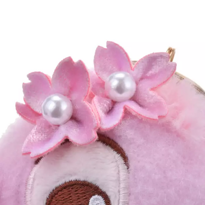 Disney迪士尼｜Cherry Blossom Sakura 2025Collection Stitch &amp; Scrump Plush Keychain东迪2025年限定樱花粉史迪仔抱小金毛绒玩偶钥匙扣挂件/包挂/樱花造型钥匙圈｜约高さ13.5×幅12×奥行き9(cm)