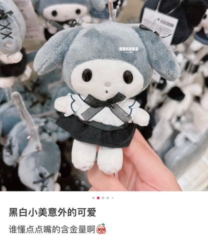 Sanrio三丽鸥｜Mascot Holder Monotone黑白印象千鸟格系列可爱角色毛绒玩偶挂件/包挂｜约7.5×5×11cm