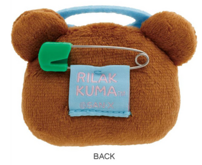 Rilakkuma轻松熊｜San-X Plush Badge 可爱角色毛绒熊头徽章别针｜约40×60×15mm