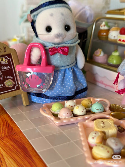 SylvanianFamilies森贝儿家族｜Seal Family海豹家族一家四口植绒站宝套组/玩具/过家家5759