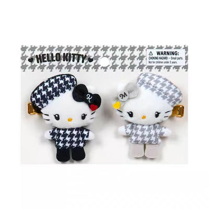 Hello Kitty｜Monochrome Girly Twin Coordinate Hello Kitty &amp; Hello Mimmy Mascot Hair Clip Set｜6×2×7cm approx.