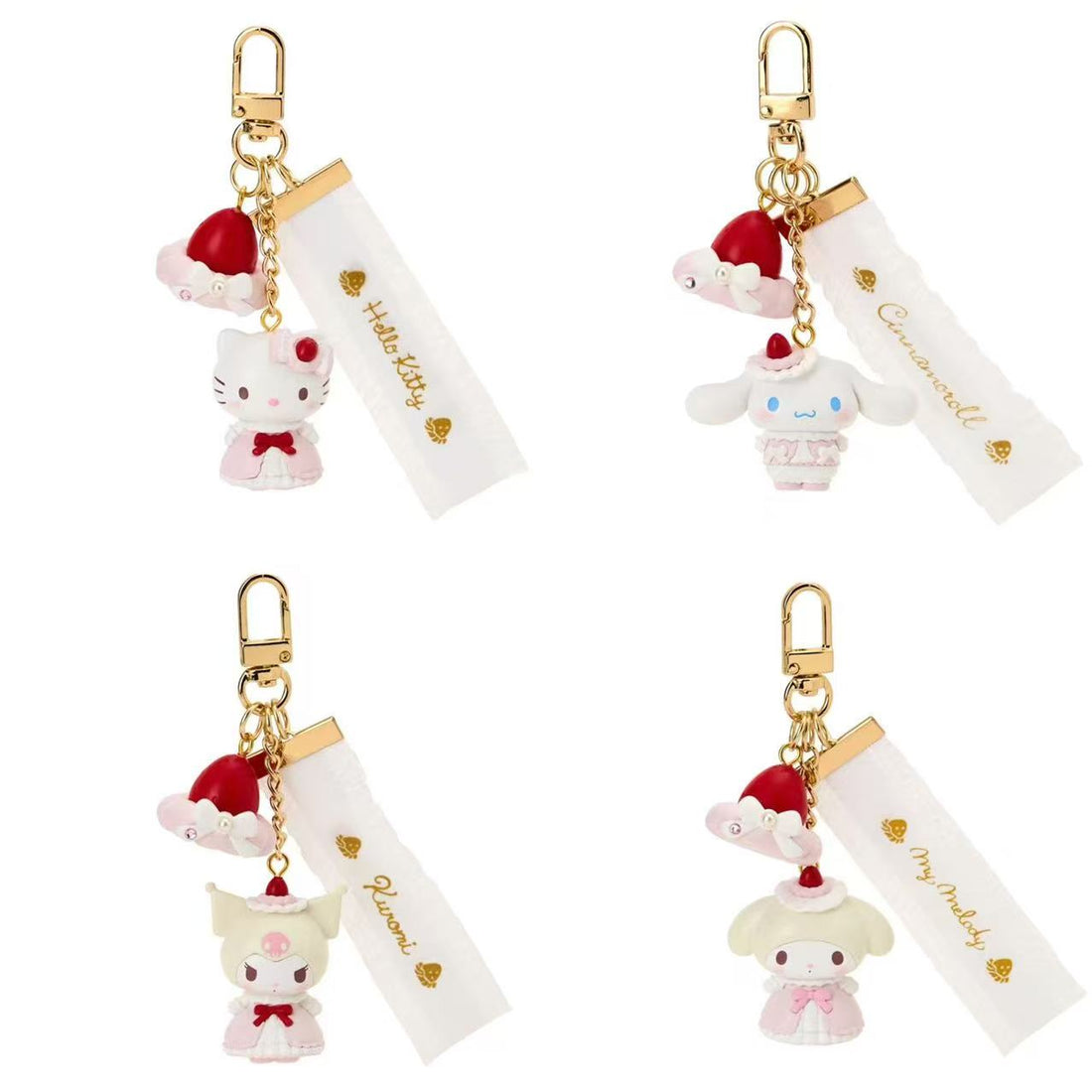 Sanrio｜Strawberry Whipped Cake Mascot Keychain｜2.7×2.8×3.5cm approx.