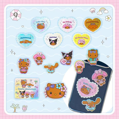 Sanrio｜Sparkling Summer Pool Tan Sunburned Characters Sticker Set｜20 pieces