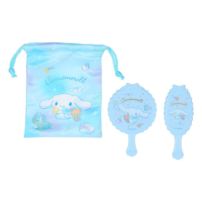 Sanrio｜Mirror &amp; Hairbrush Set with Pouch Set｜8×0.8×12cm approx.