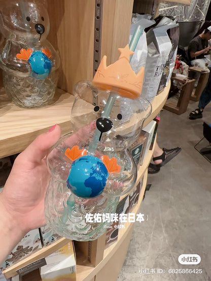 Starbucks日本星巴克｜美人鱼系列星巴克熊大容量耐热玻璃吸管杯｜591ml
