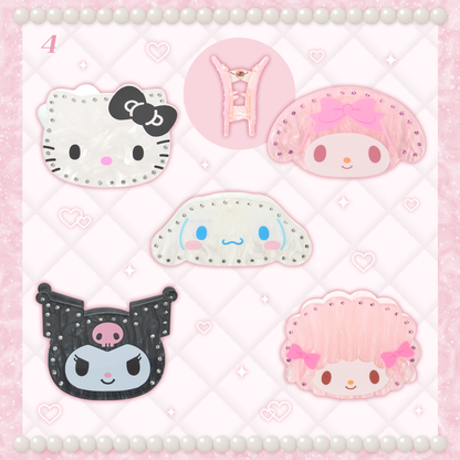 Sanrio｜Face Sparkling Stone Pearl Marble Hair Claw Clip｜8×5×6cm approx.