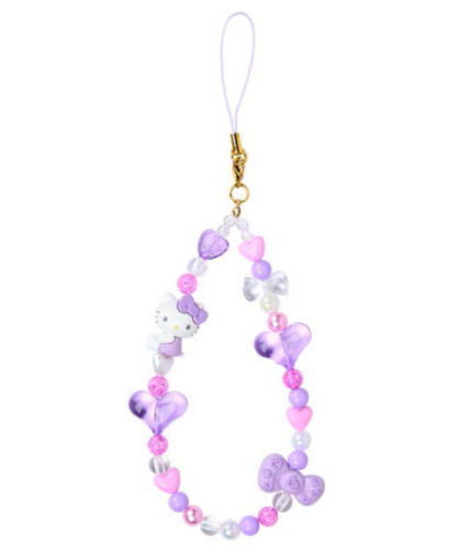 Sanrio三丽鸥｜90s Phone Strap - Hello Kitty / Gogo Gal Collection Tan 复古90年代凯蒂猫偏光串珠手机挂链吊饰/｜约5.5×1.3×12.5m