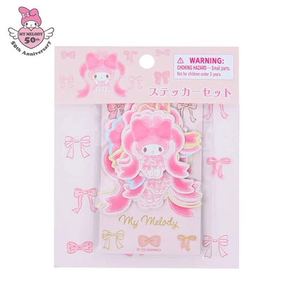 Sanrio三丽鸥｜My Melody Birthday 50th Anniversary Princess Ribbon Sticker 美乐蒂50周年生日粉桃甜心系列切模贴纸套装｜20枚入