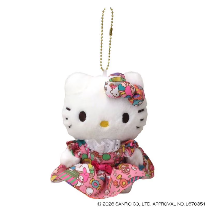 Sanrio｜Nakajima Hello Kitty Wrapping Pattern Sneakers Mascot Holder /Plush Keychain｜9.0 x 11.0 x 12.0cm approx.
