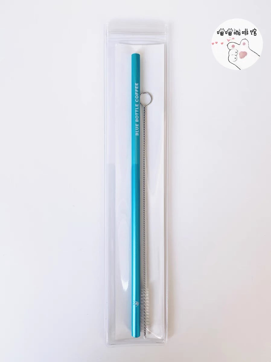 Blue bottle coffee｜经典蓝环保不锈钢吸管/洗管刷套组｜Φ6mm×W200mm