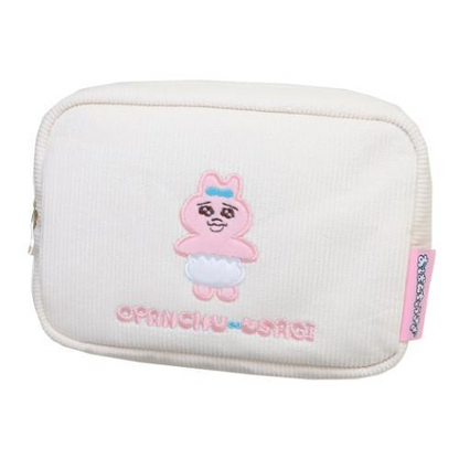 Opanchu usagi｜内裤兔白色灯芯绒化妆包/收纳包/内衬也可爱｜约 175x120x60mm